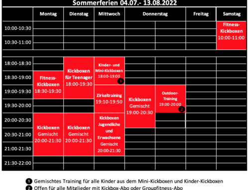 Stundenplan Sommerferien 2022 | Schedule Sommer Break 2022